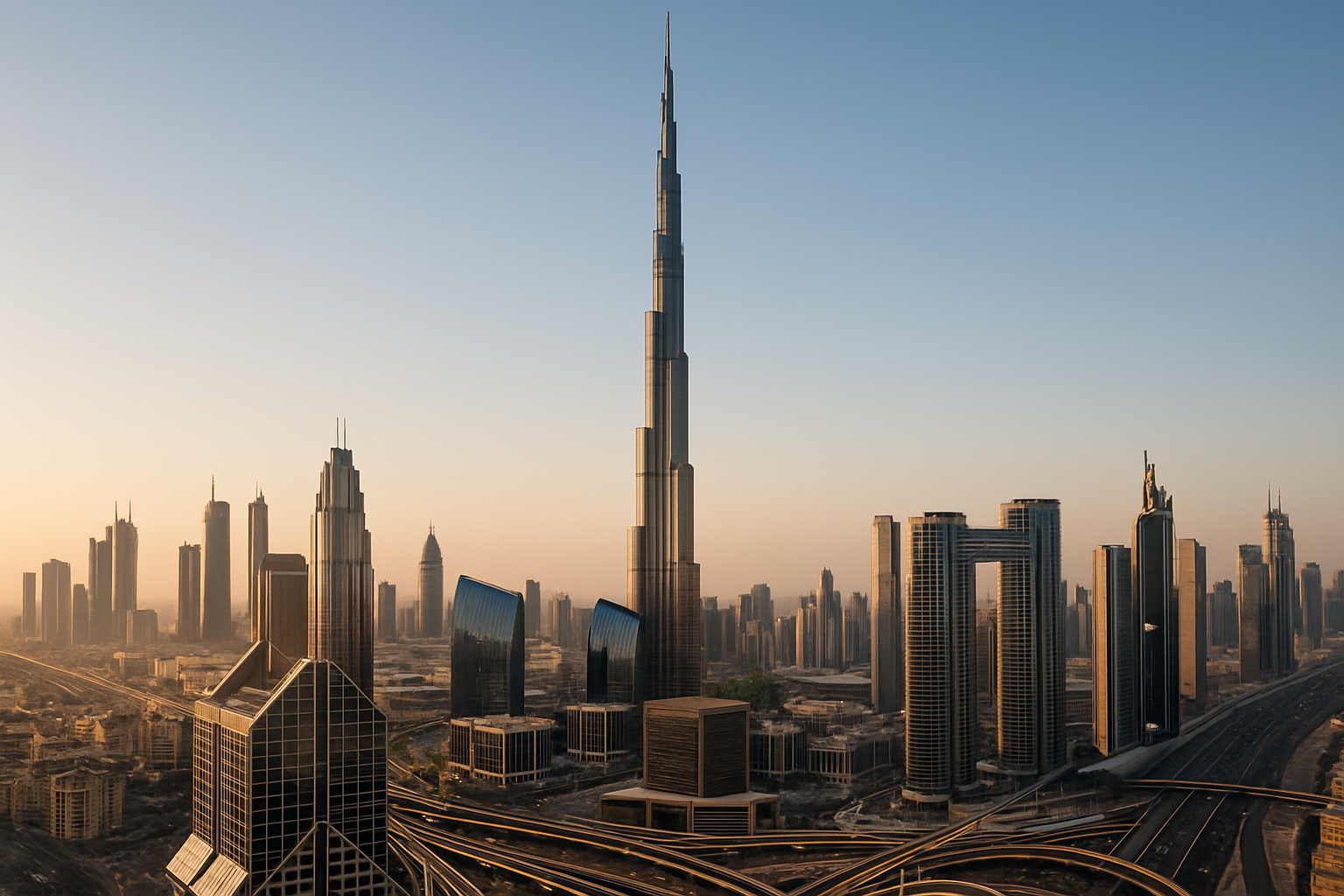 Iconic Burj Khalifa skyline view in Dubai